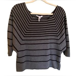 Gray and Black Striped Top